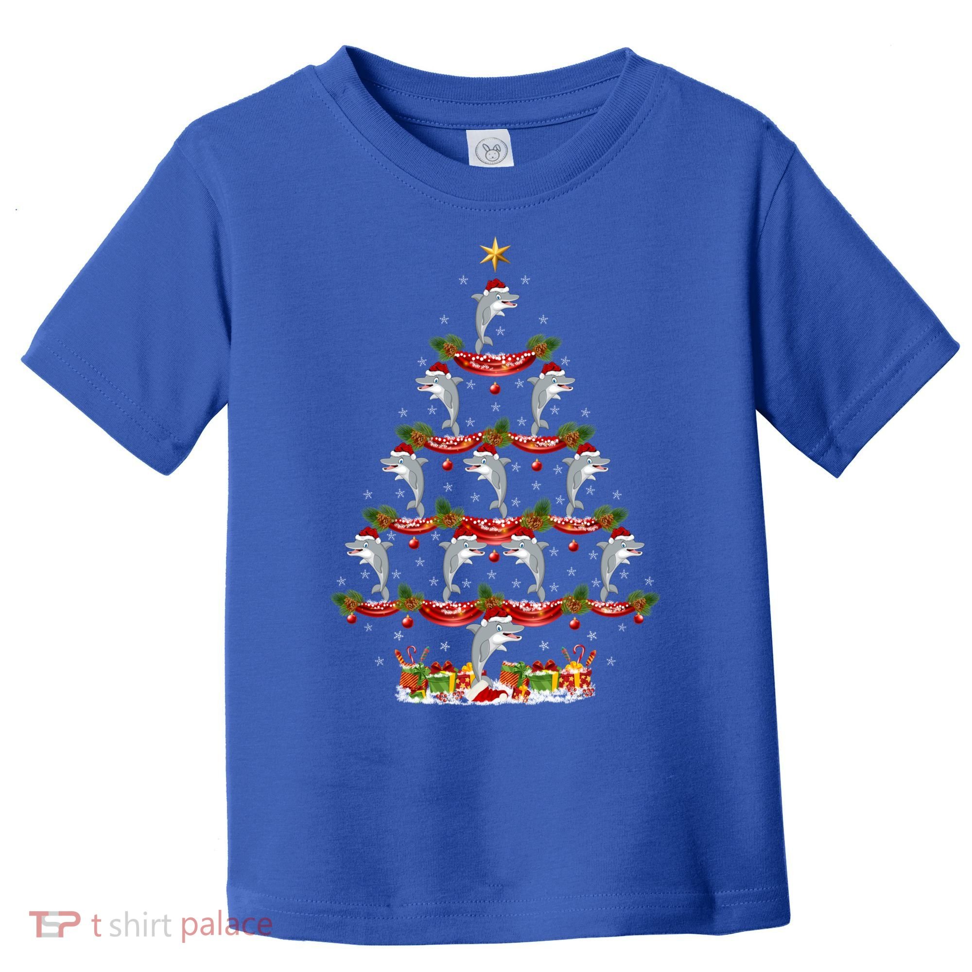 Dolphin Fish Xmas Tree Lighting Dolphin Christmas Tree Gift Toddler T-Shirt