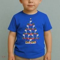 Dolphin Fish Xmas Tree Lighting Dolphin Christmas Tree Gift Toddler T-Shirt thumb 2