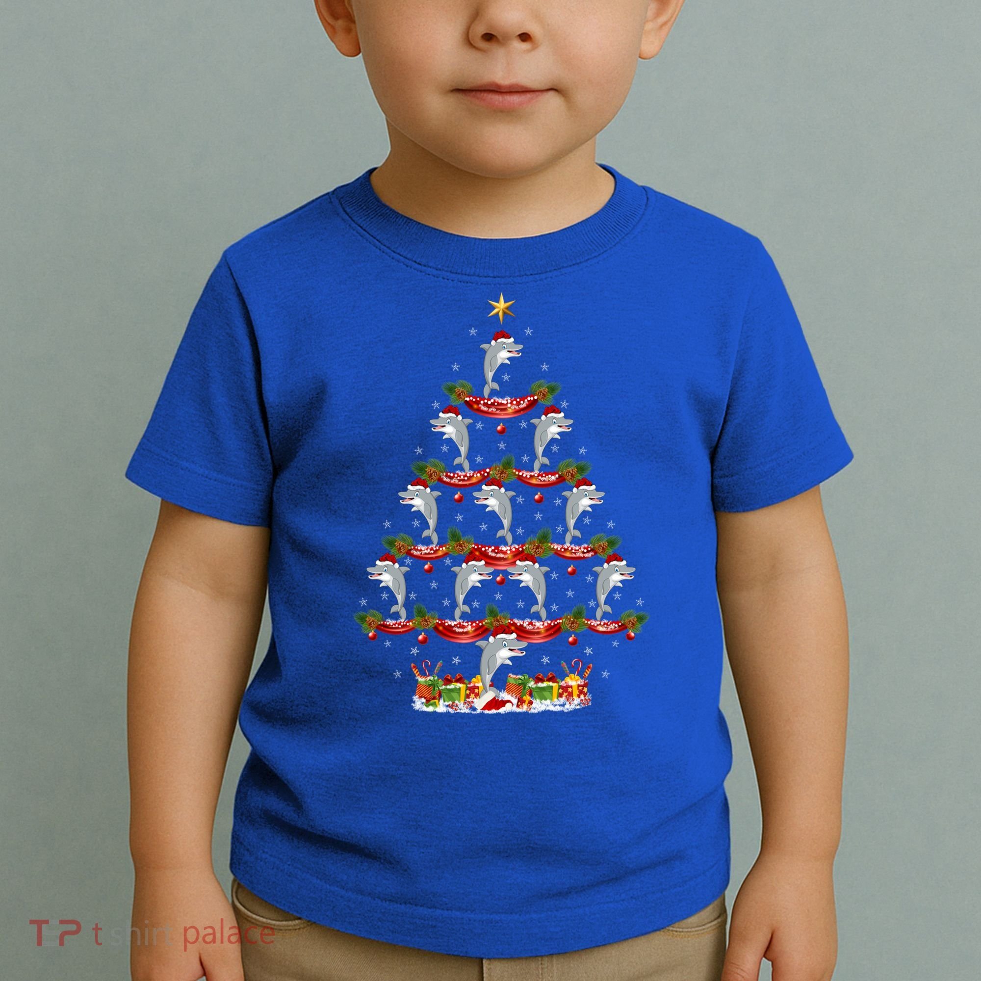 Dolphin Fish Xmas Tree Lighting Dolphin Christmas Tree Gift Toddler T-Shirt