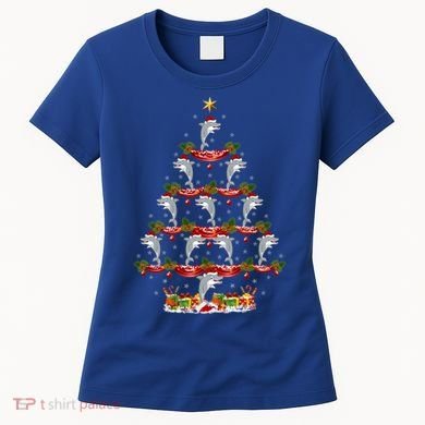 Dolphin Fish Xmas Tree Lighting Dolphin Christmas Tree Gift Women's T-Shirt