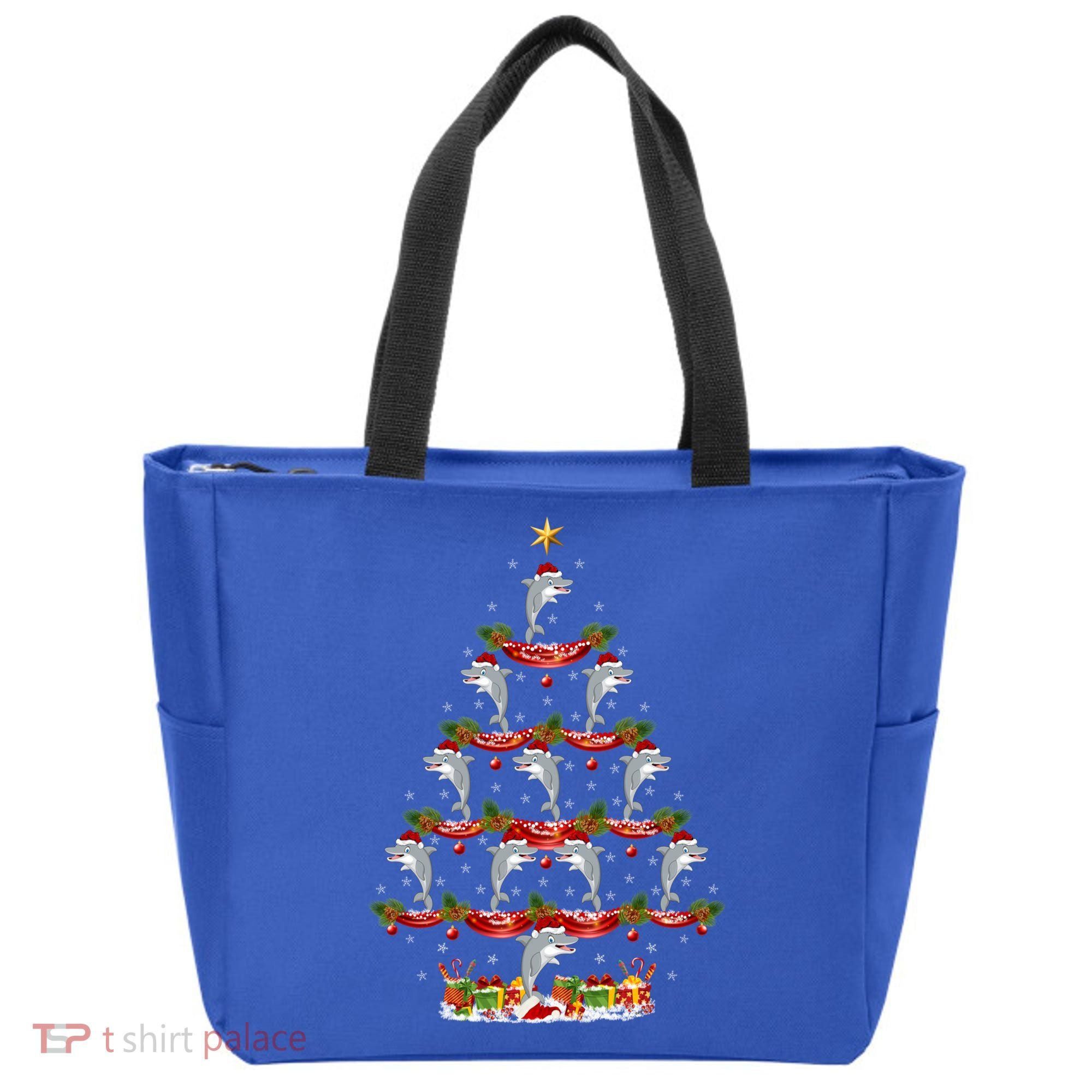 Dolphin Fish Xmas Tree Lighting Dolphin Christmas Tree Gift Tote Bag