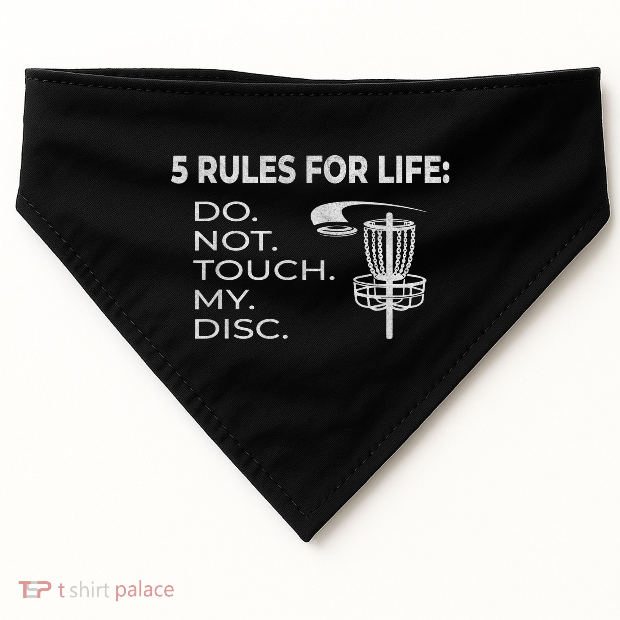 Disc Golf 5 Rules For Life I Funny Saying USA-Made Doggie Bandana