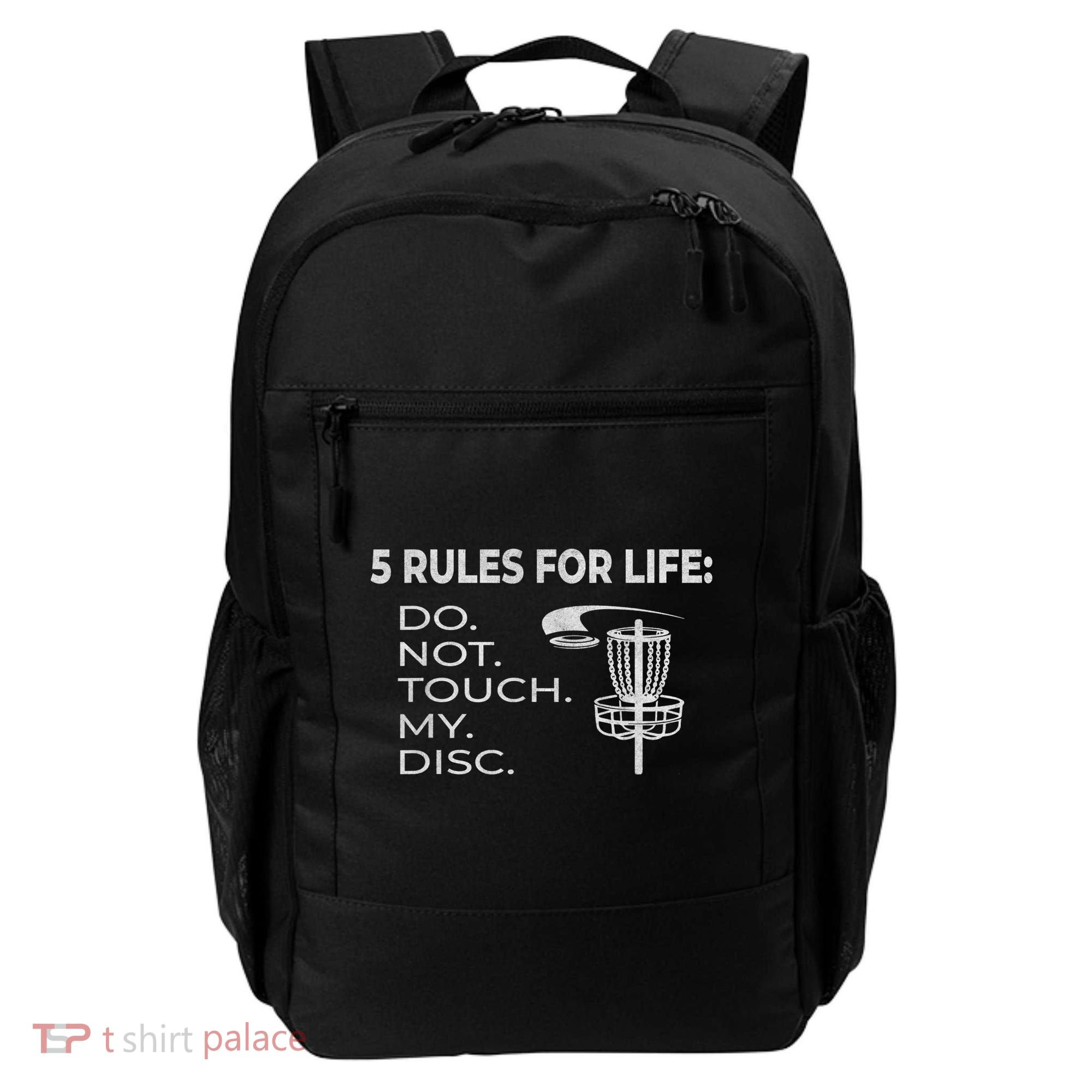 Disc Golf 5 Rules For Life I Funny Saying Backpack