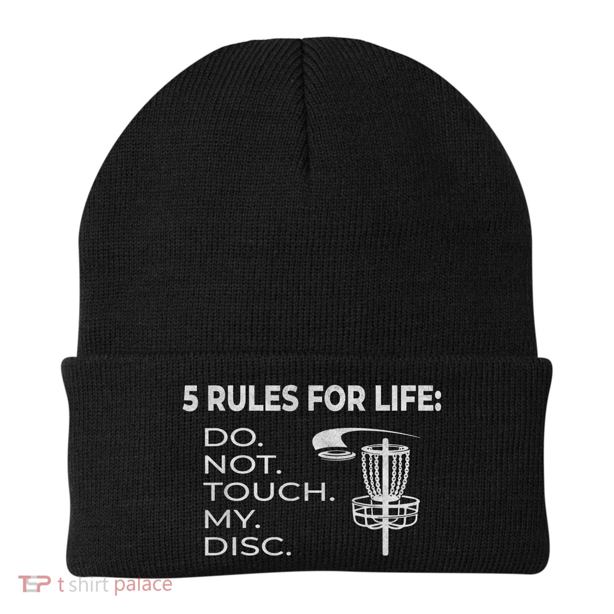 Disc Golf 5 Rules For Life I Funny Saying Beanie