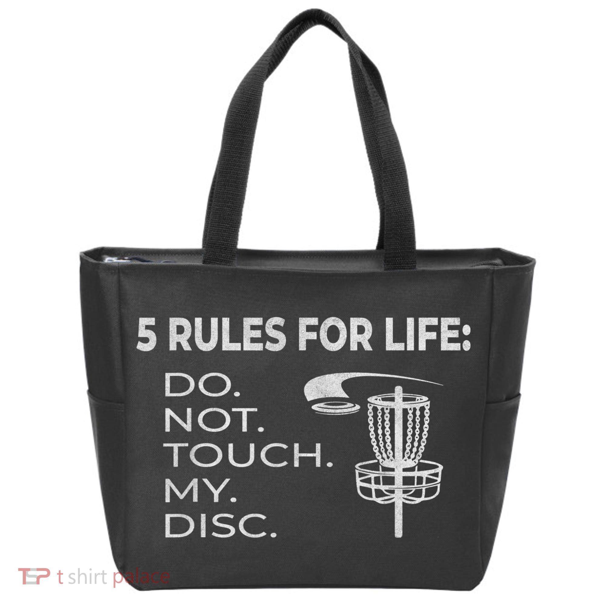 Disc Golf 5 Rules For Life I Funny Saying Tote Bag