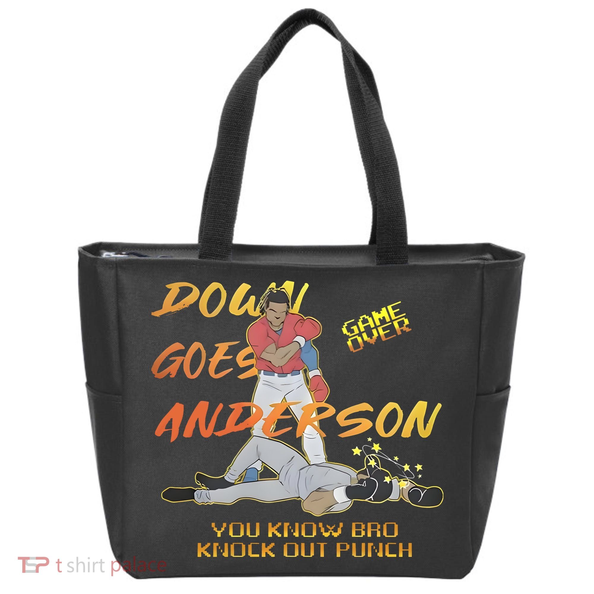 Down Goes Anderson Funny Baseball Meme Tote Bag