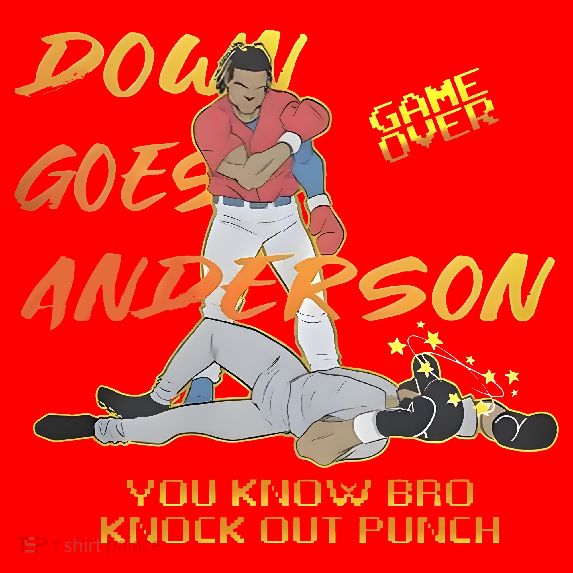 Down Goes Anderson Funny Baseball Meme Santa Hat