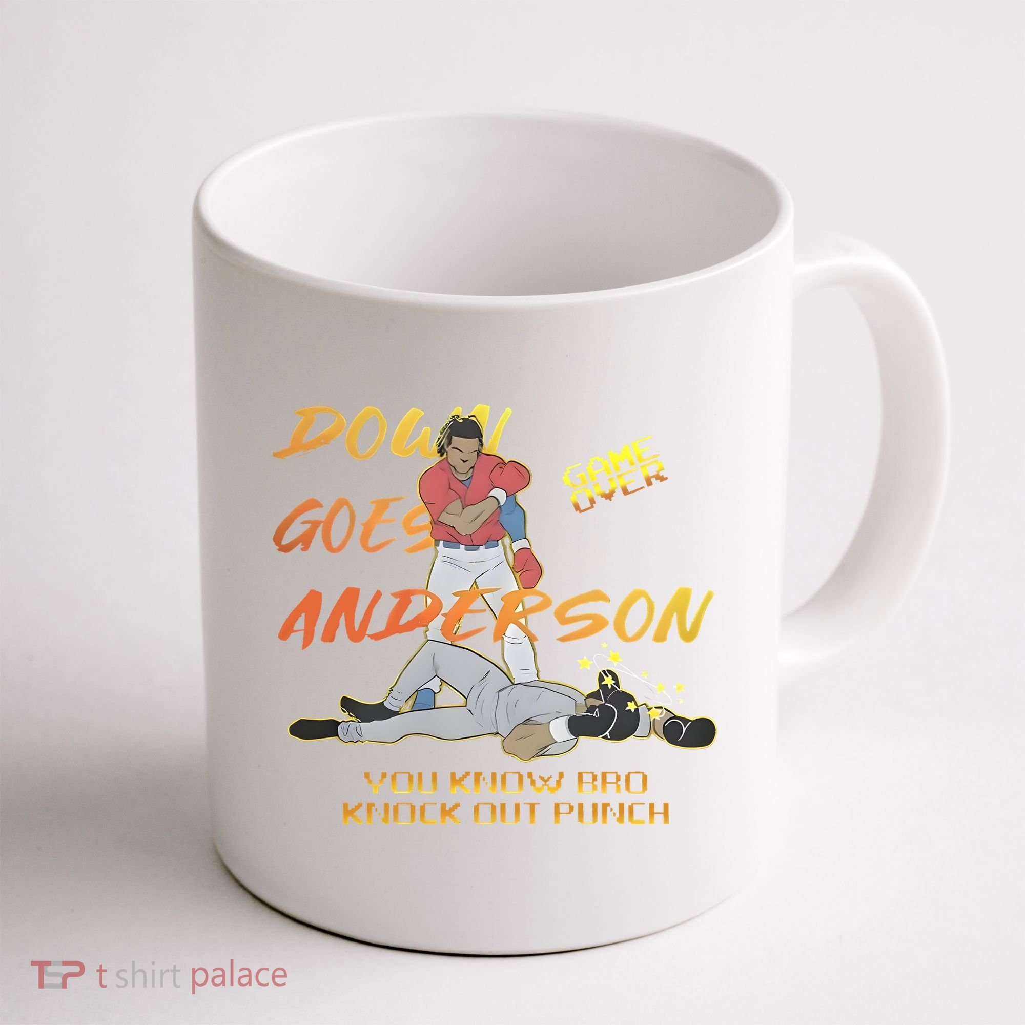 Down Goes Anderson Funny Baseball Meme Coffee Mug