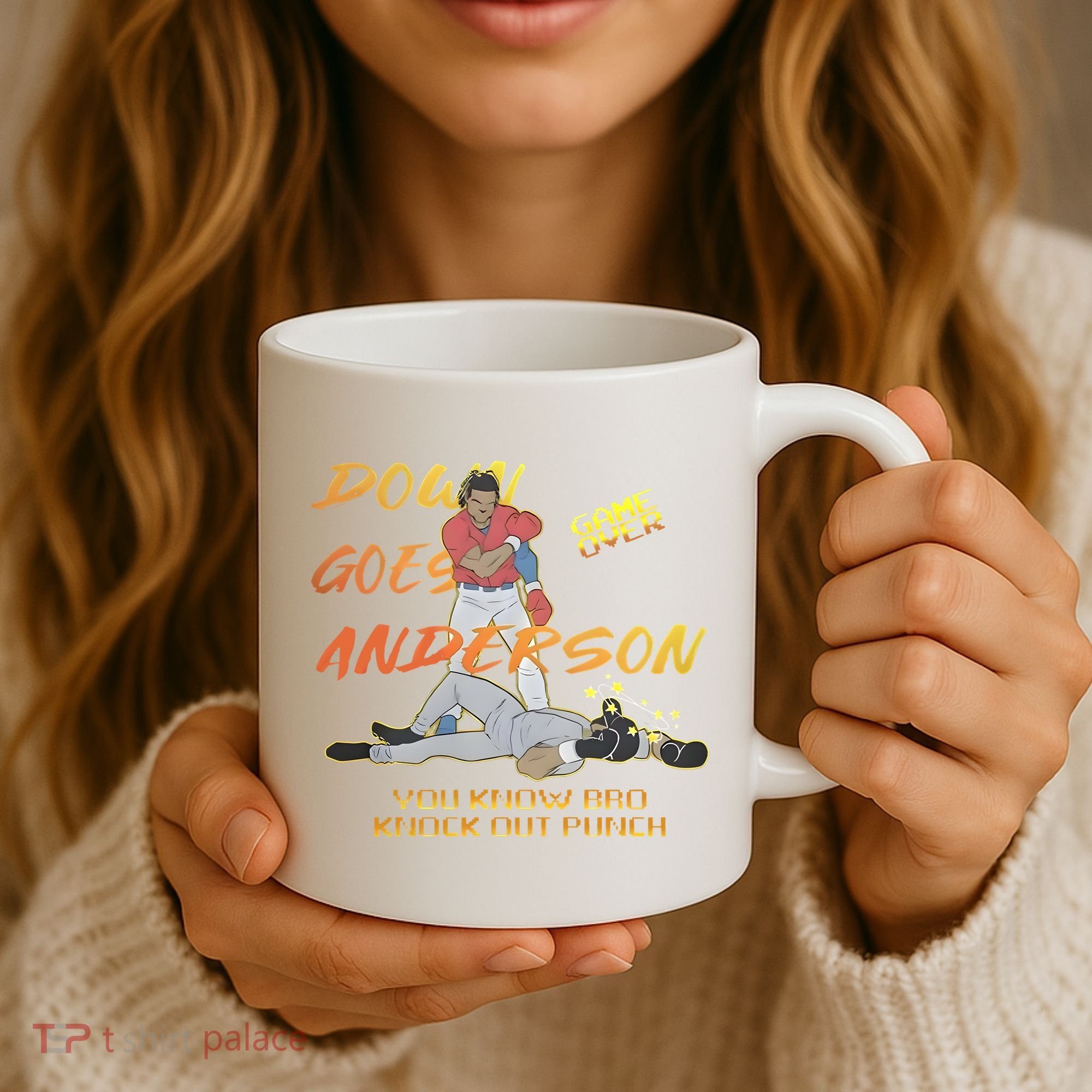 Down Goes Anderson Funny Baseball Meme Coffee Mug