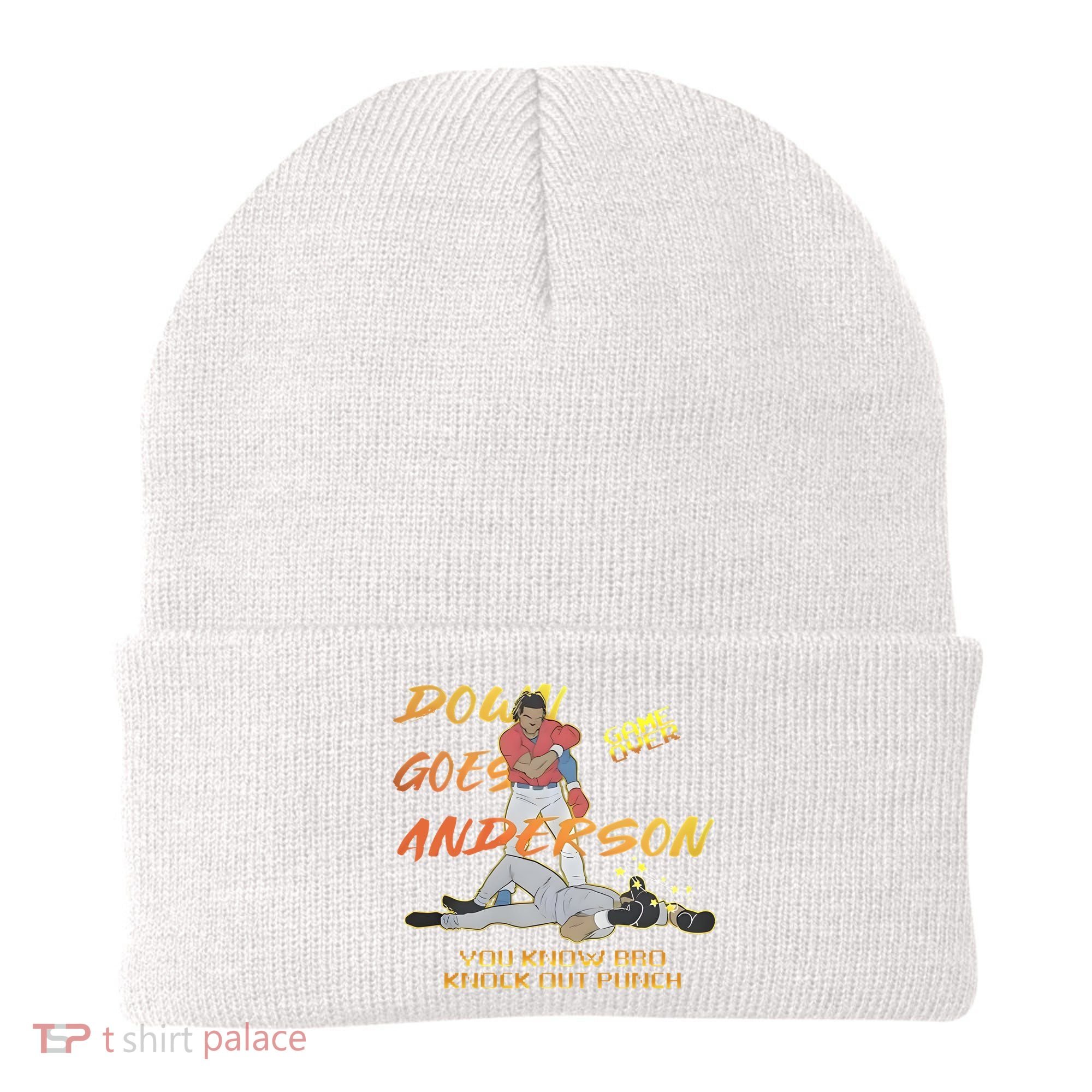 Down Goes Anderson Funny Baseball Meme Beanie
