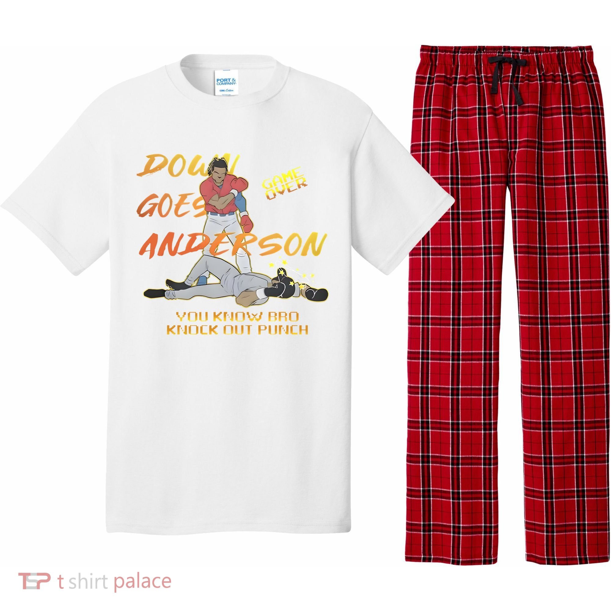 Down Goes Anderson Funny Baseball Meme Pajama Set
