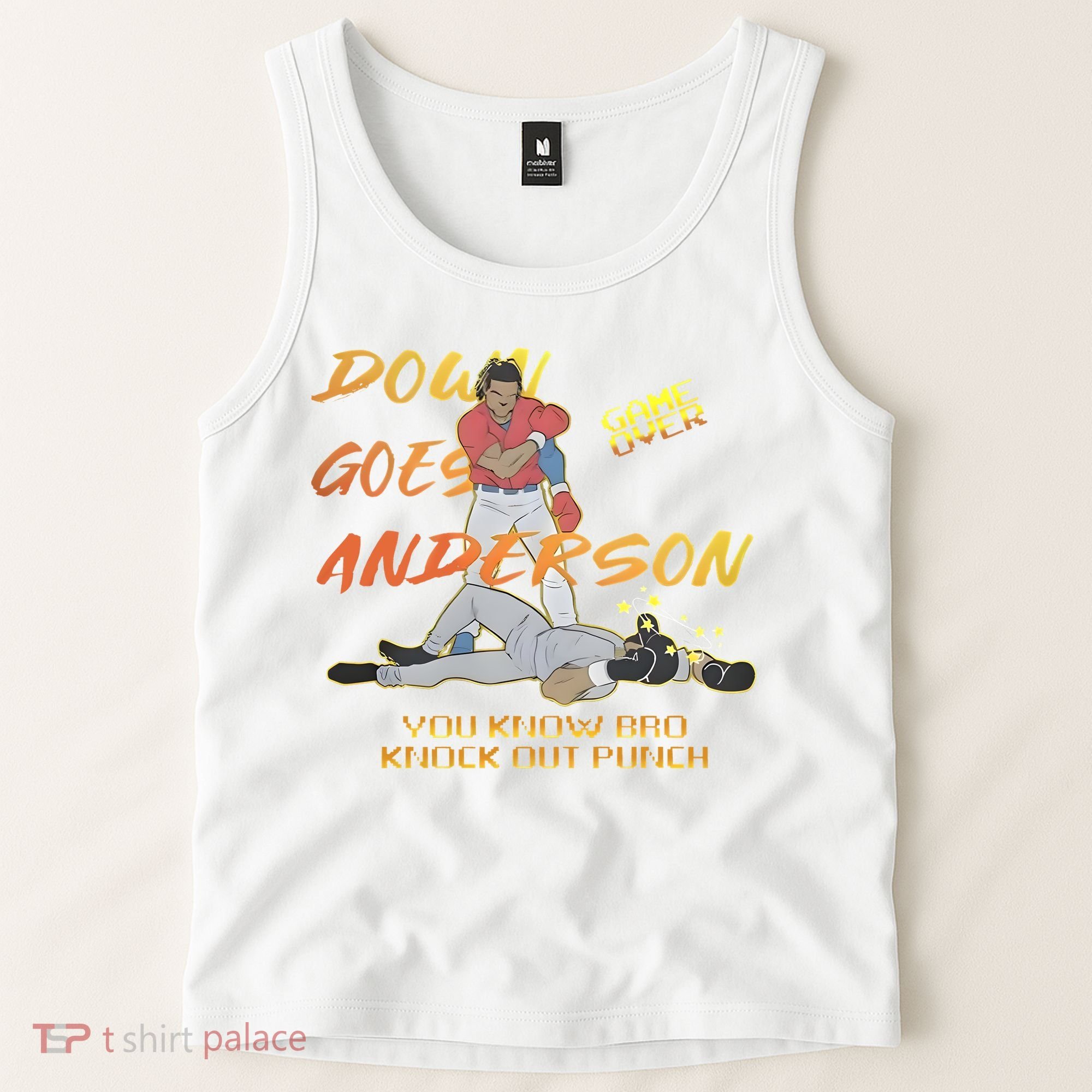 Down Goes Anderson Funny Baseball Meme Tank Top