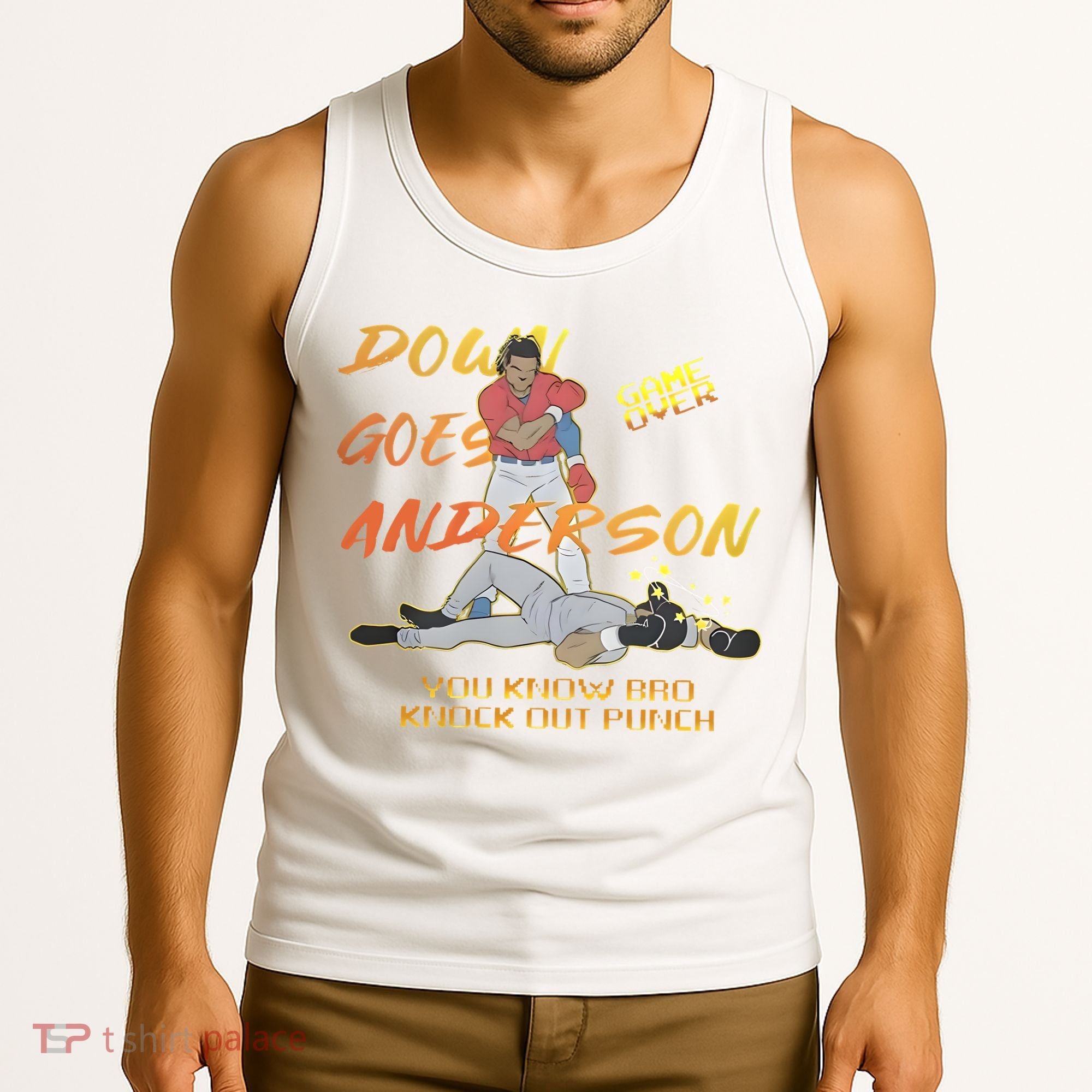Down Goes Anderson Funny Baseball Meme Tank Top