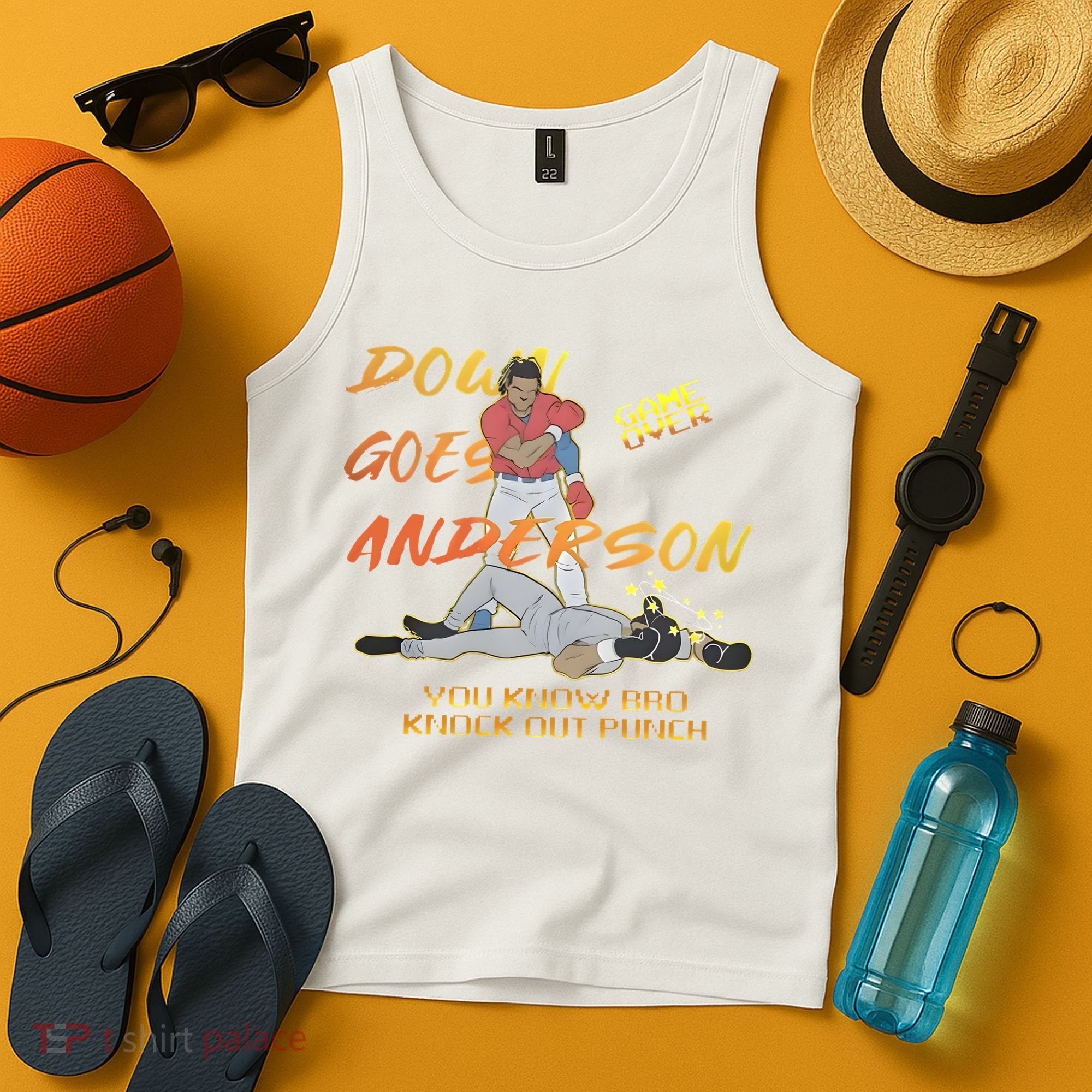 Down Goes Anderson Funny Baseball Meme Tank Top