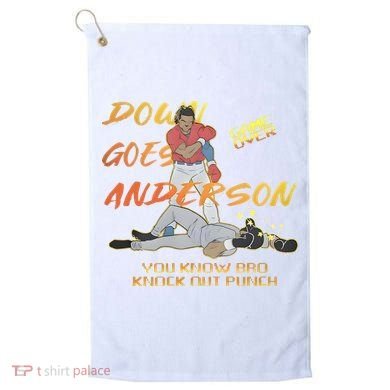 Down Goes Anderson Funny Baseball Meme Golf Towel