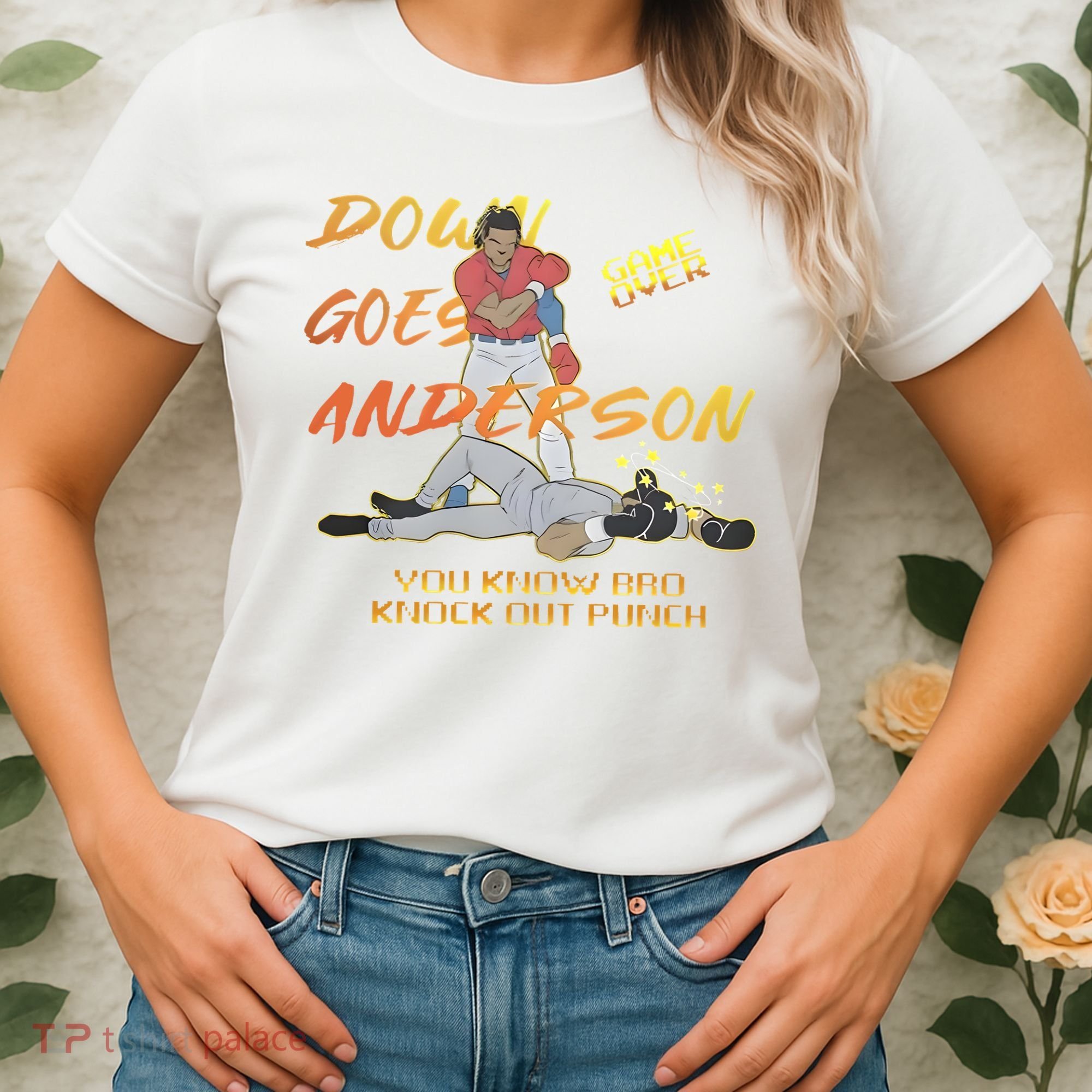 Down Goes Anderson Funny Baseball Meme Women's T-Shirt