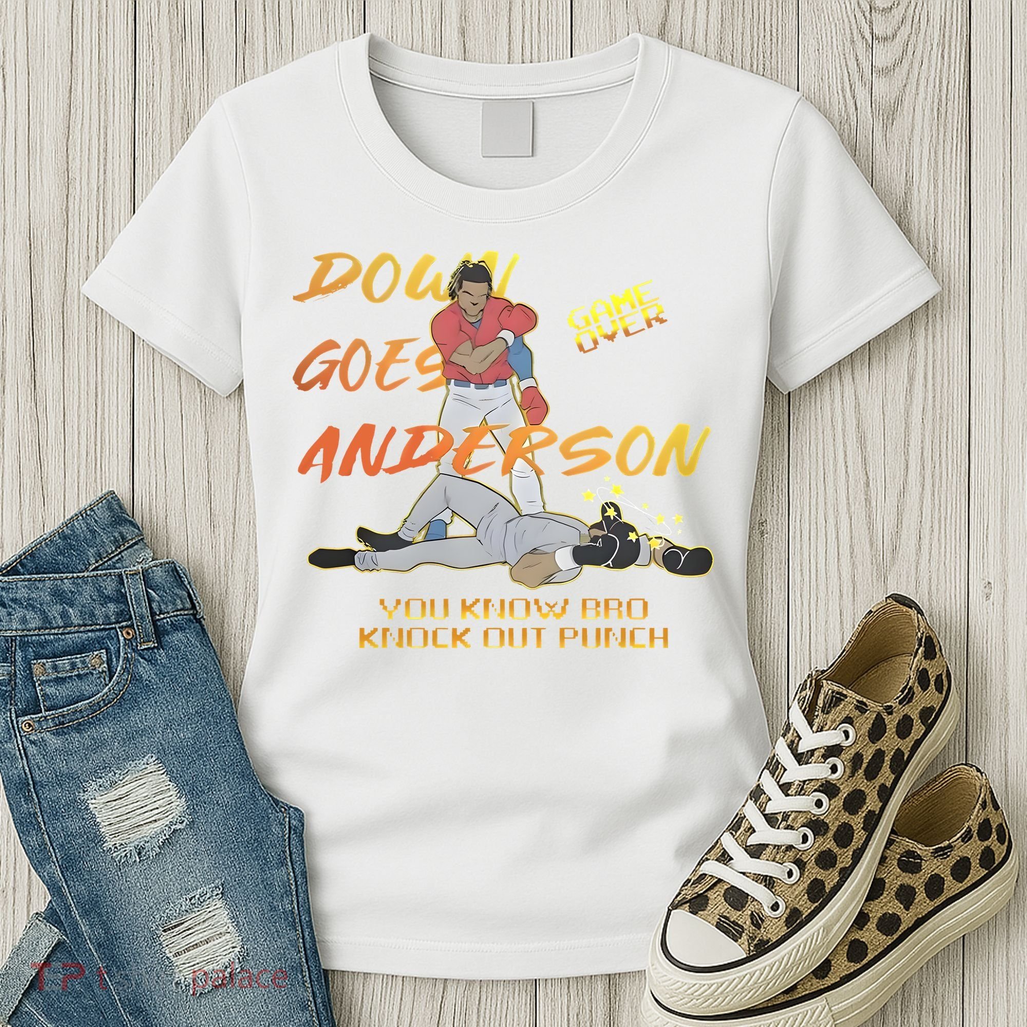 Down Goes Anderson Funny Baseball Meme Women's T-Shirt