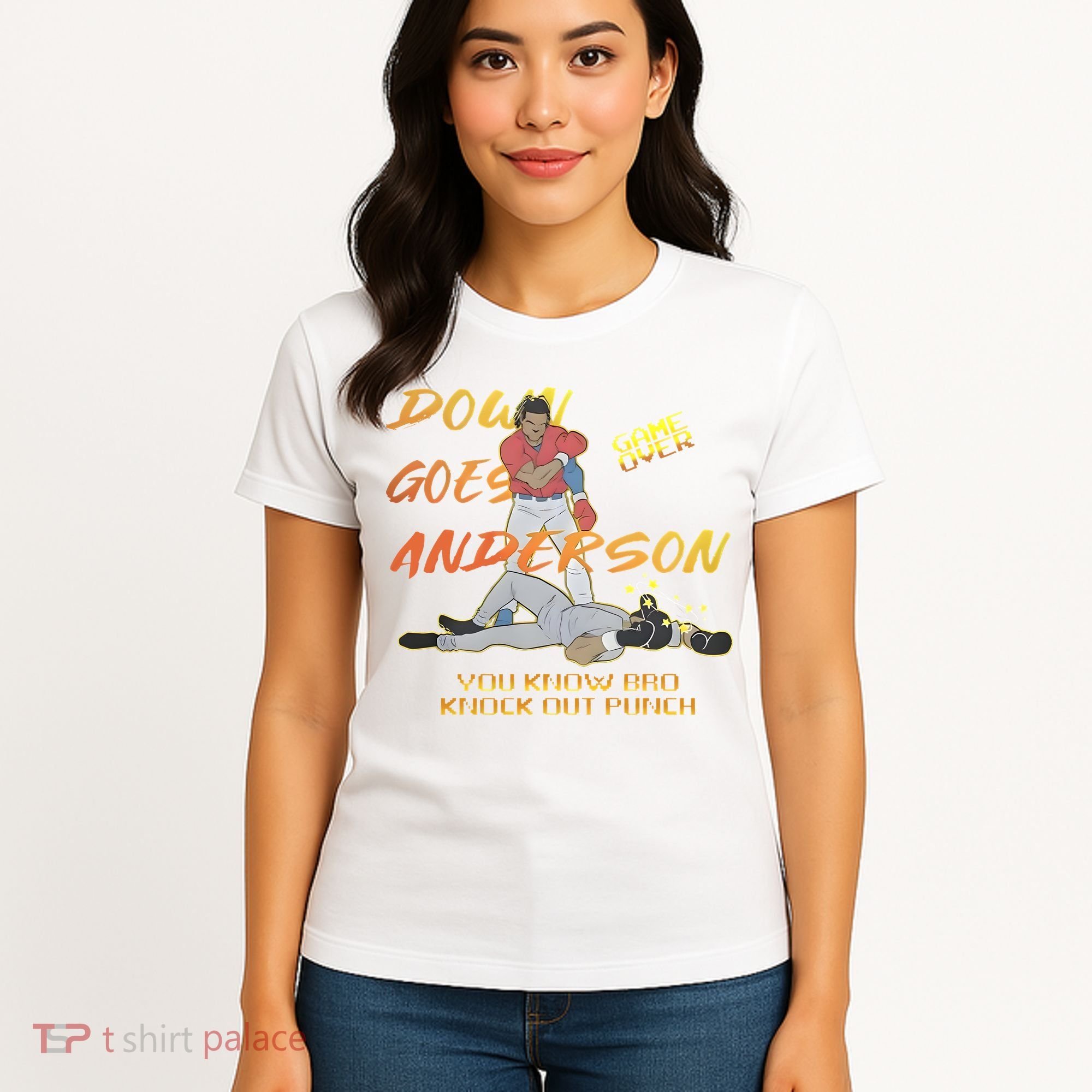 Down Goes Anderson Funny Baseball Meme Women's T-Shirt