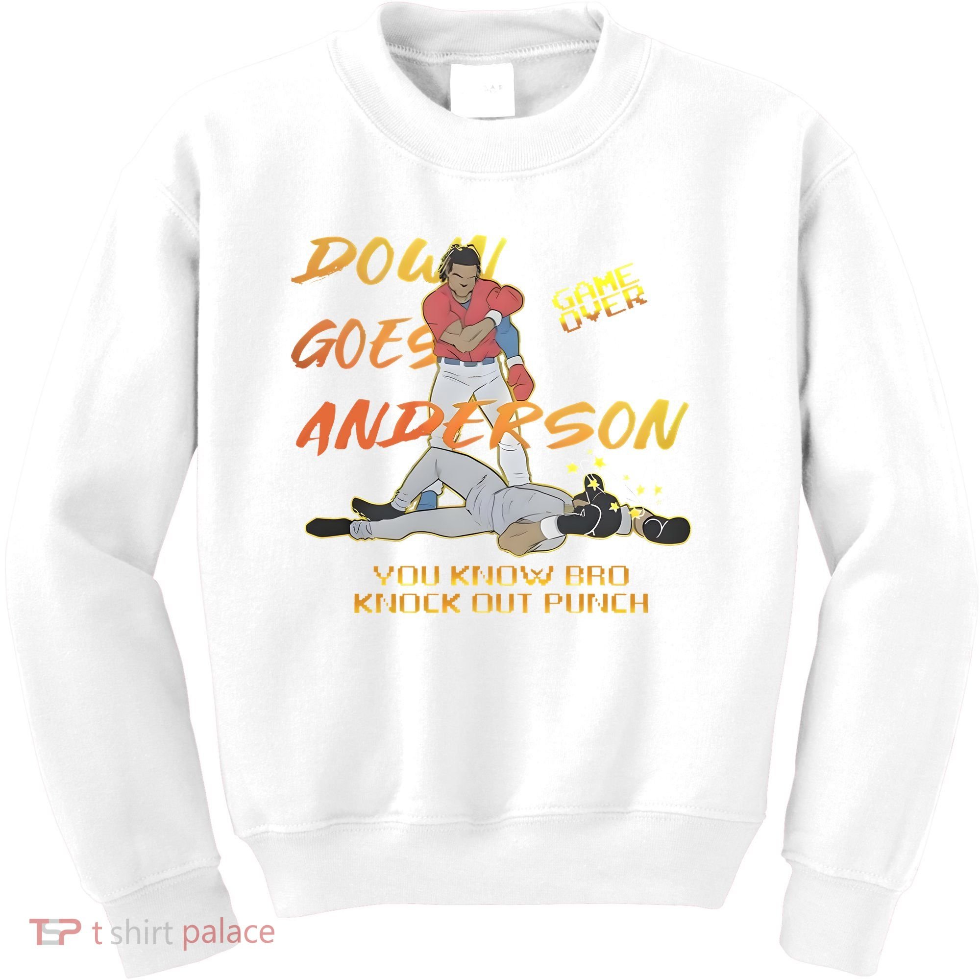 Down Goes Anderson Funny Baseball Meme Kids Sweatshirt