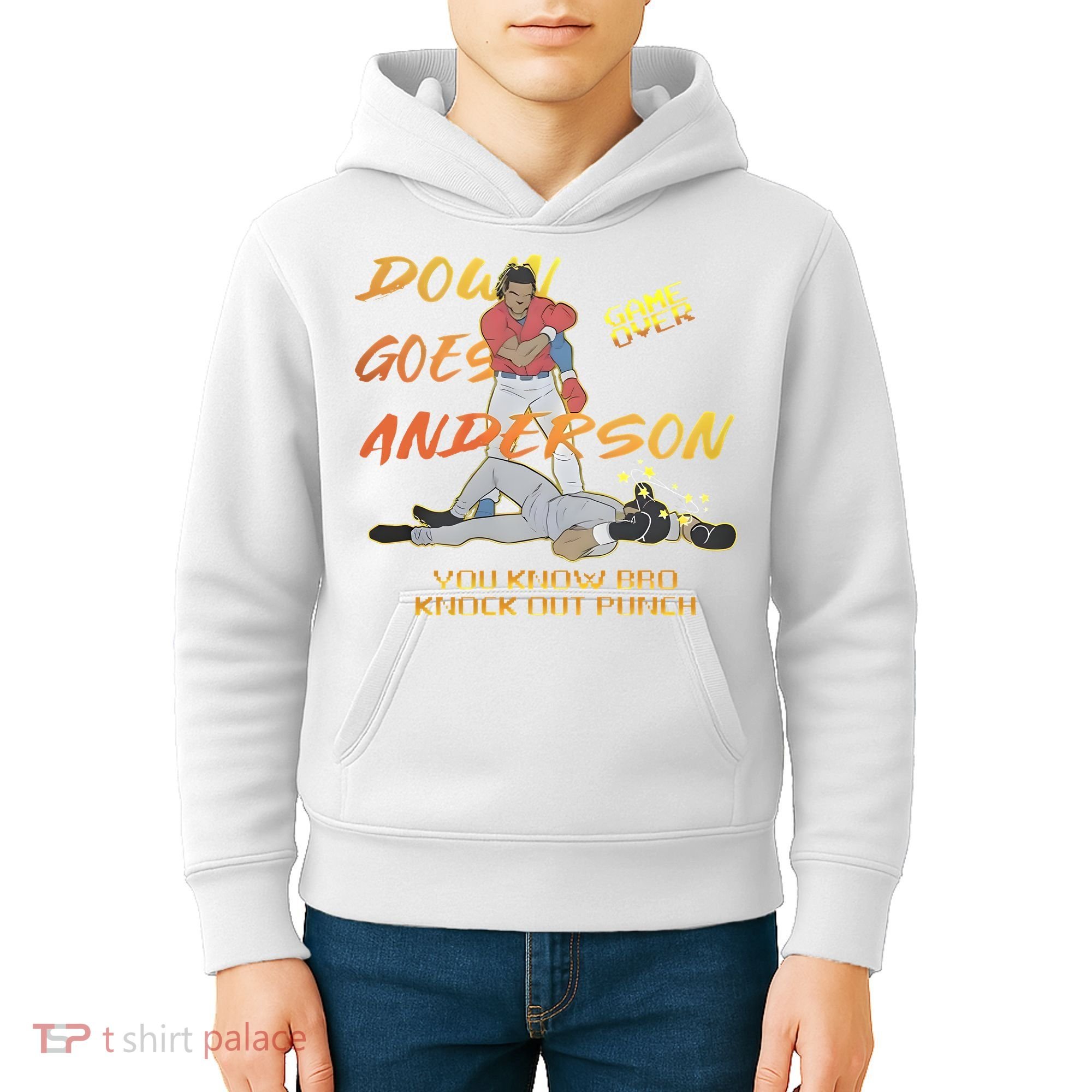 Down Goes Anderson Funny Baseball Meme Kids Hoodie