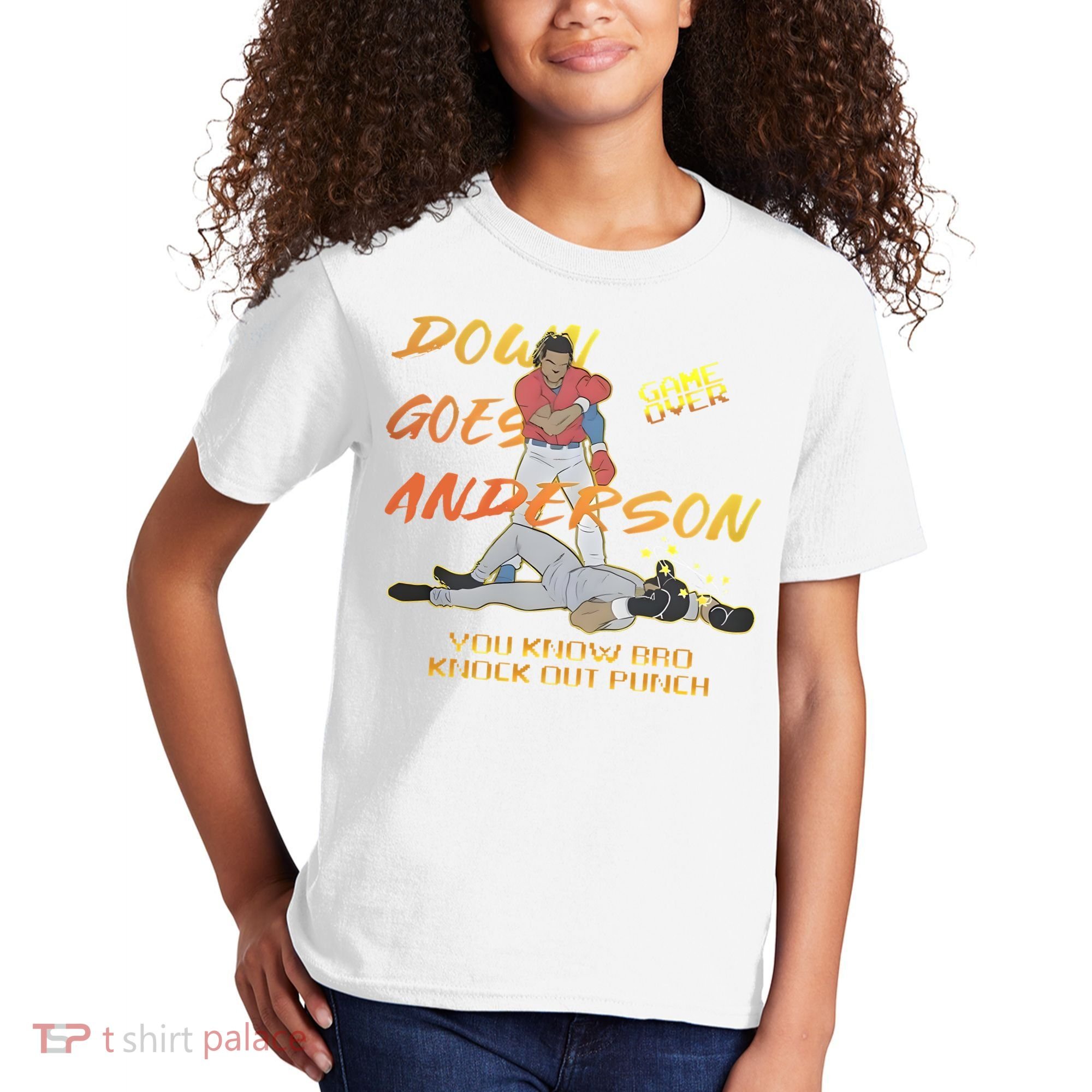 Down Goes Anderson Funny Baseball Meme Kids T-Shirt