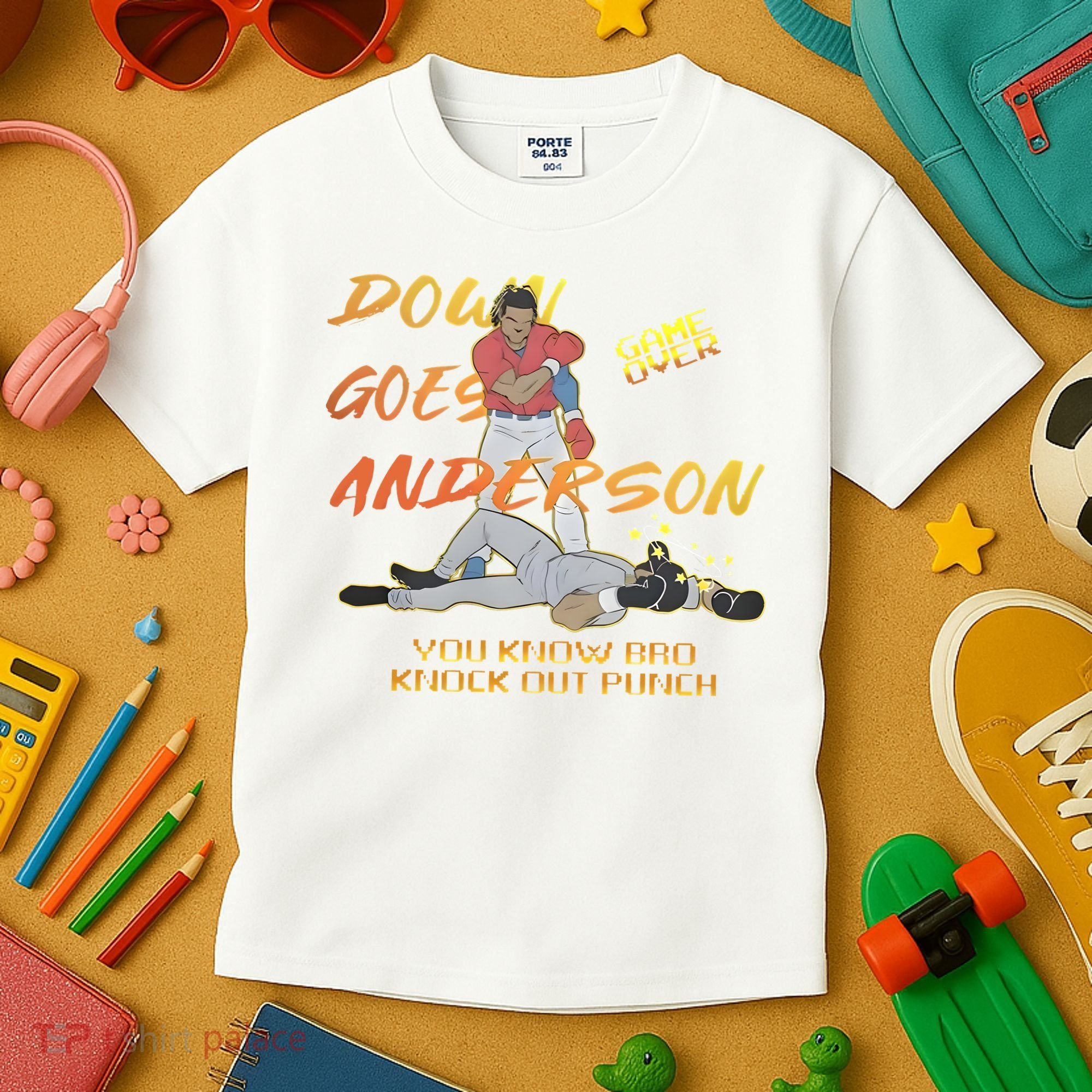 Down Goes Anderson Funny Baseball Meme Kids T-Shirt
