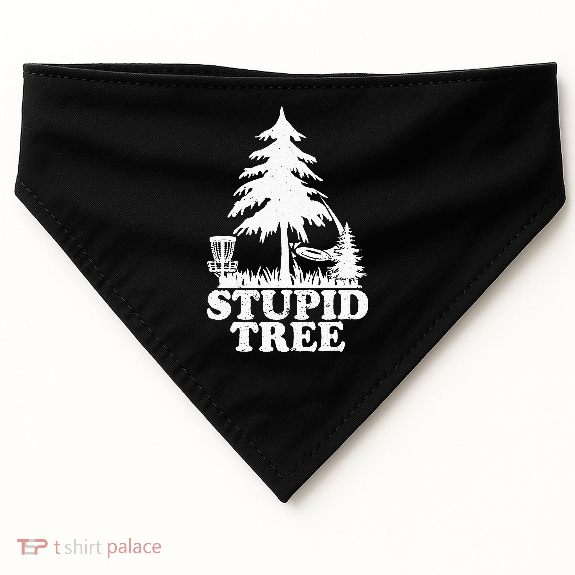 Disc Golf Art For  Stupid Tree Fun Disc Golf Player USA-Made Doggie Bandana