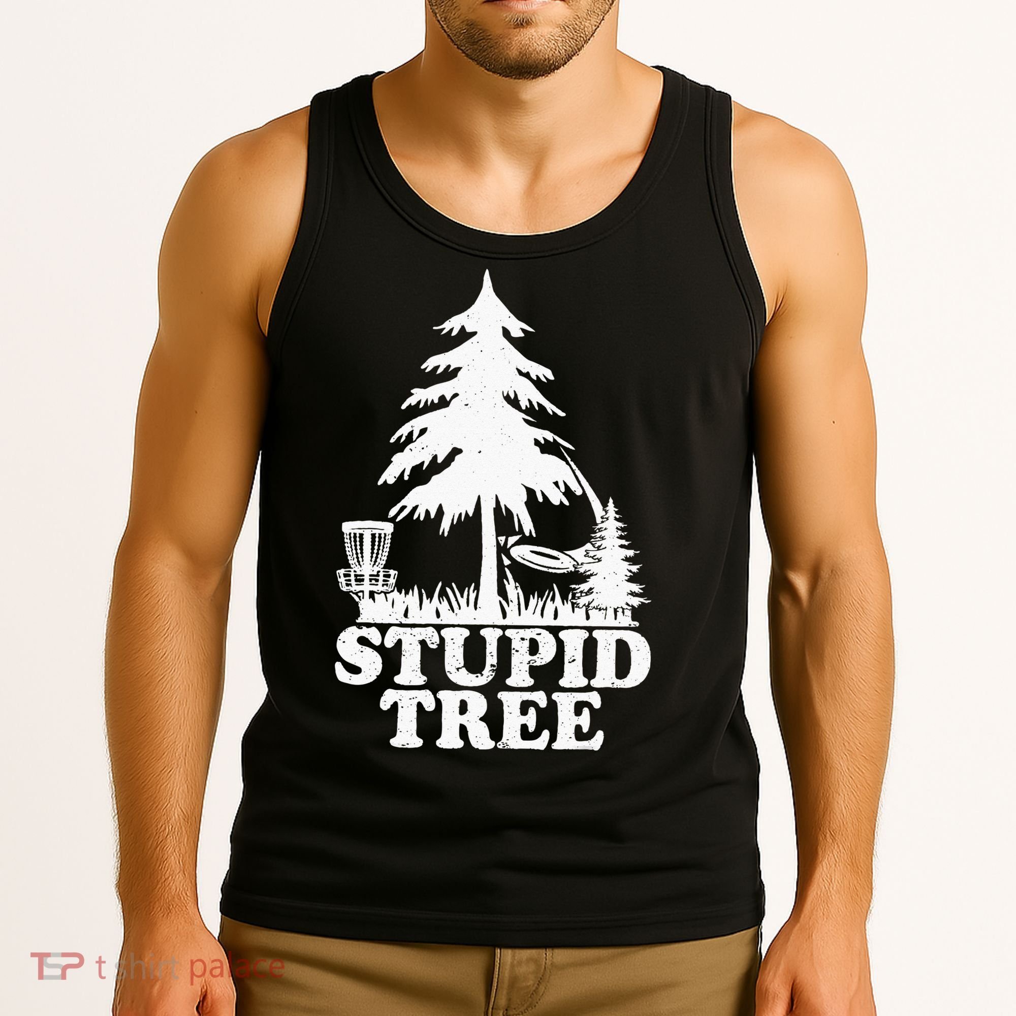Disc Golf Art For  Stupid Tree Fun Disc Golf Player Tank Top