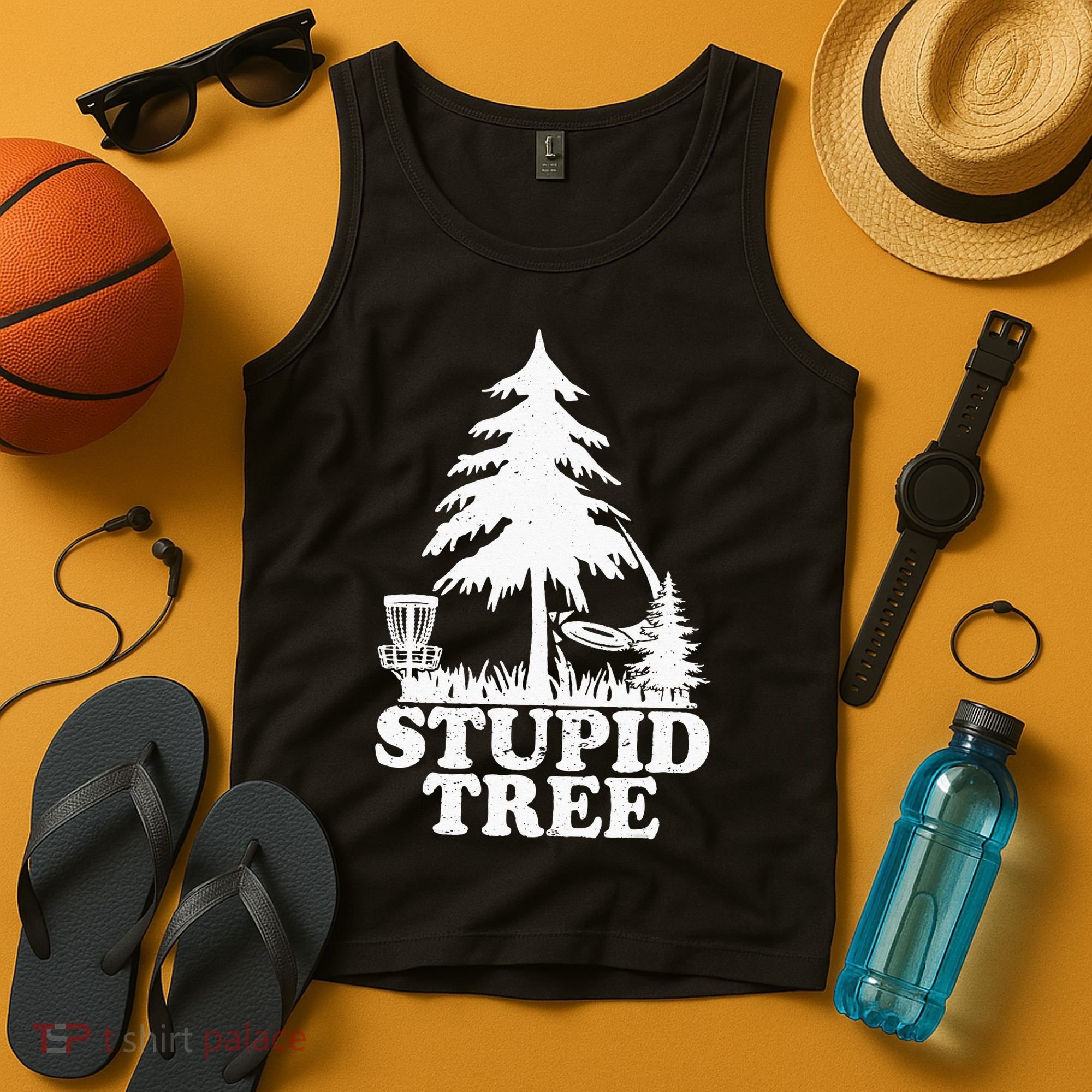 Disc Golf Art For  Stupid Tree Fun Disc Golf Player Tank Top