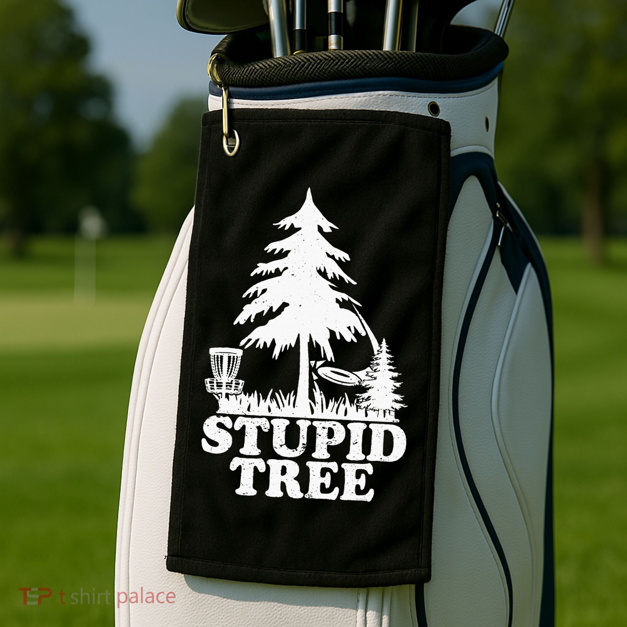 Disc Golf Art For  Stupid Tree Fun Disc Golf Player Golf Towel
