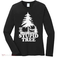 Disc Golf Art For  Stupid Tree Fun Disc Golf Player Women's Long Sleeve Shirt thumb 0