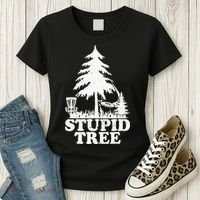 Disc Golf Art For  Stupid Tree Fun Disc Golf Player Women's T-Shirt thumb 3