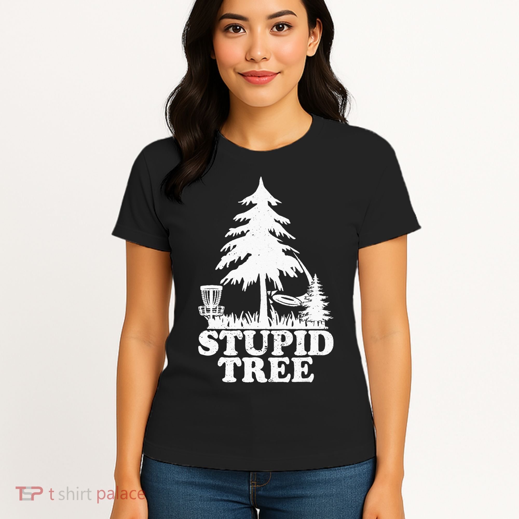 Disc Golf Art For  Stupid Tree Fun Disc Golf Player Women's T-Shirt