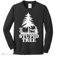 Disc Golf Art For  Stupid Tree Fun Disc Golf Player Kids Long Sleeve Shirt thumb 0