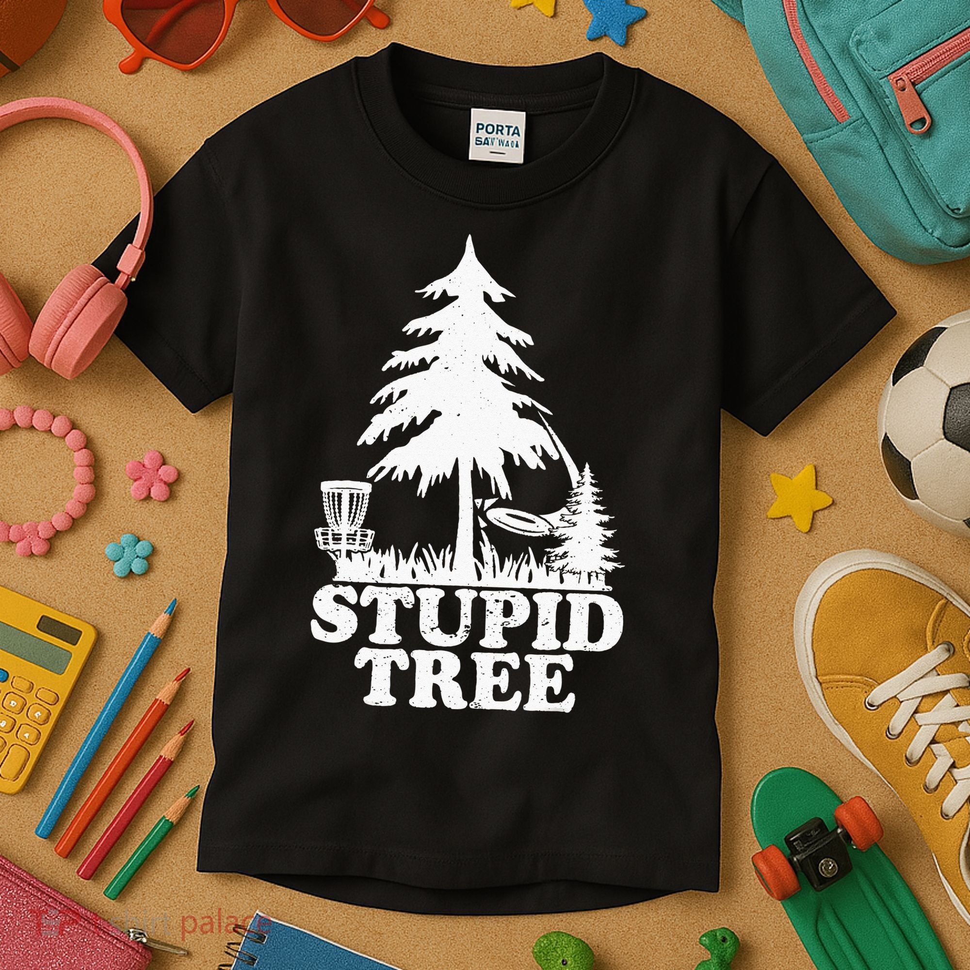 Disc Golf Art For  Stupid Tree Fun Disc Golf Player Kids T-Shirt