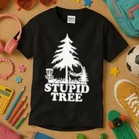 Disc Golf Art For  Stupid Tree Fun Disc Golf Player Kids T-Shirt thumb 3