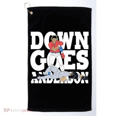 Down Goes Anderson Baseball Fight Golf Towel