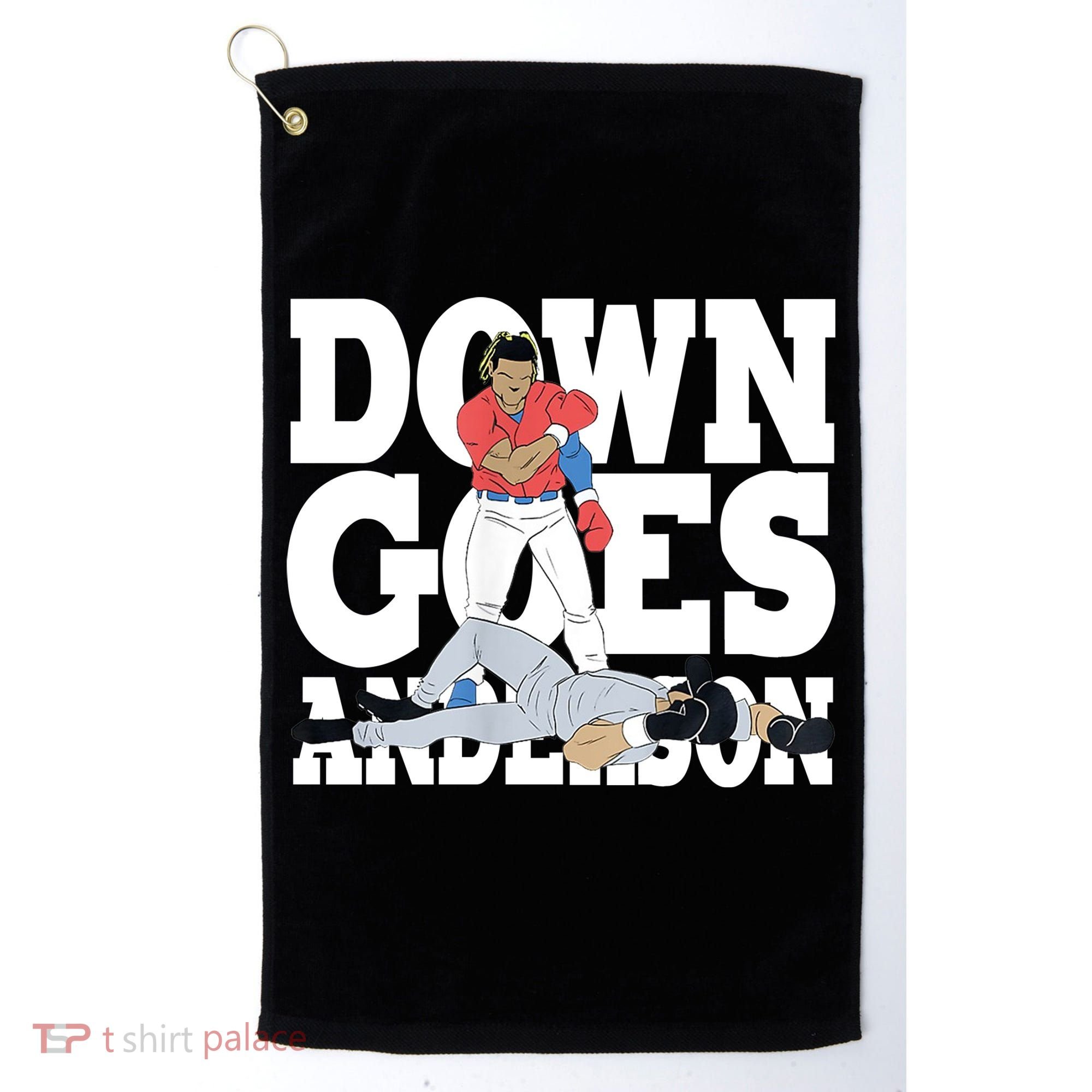 Down Goes Anderson Baseball Fight Golf Towel