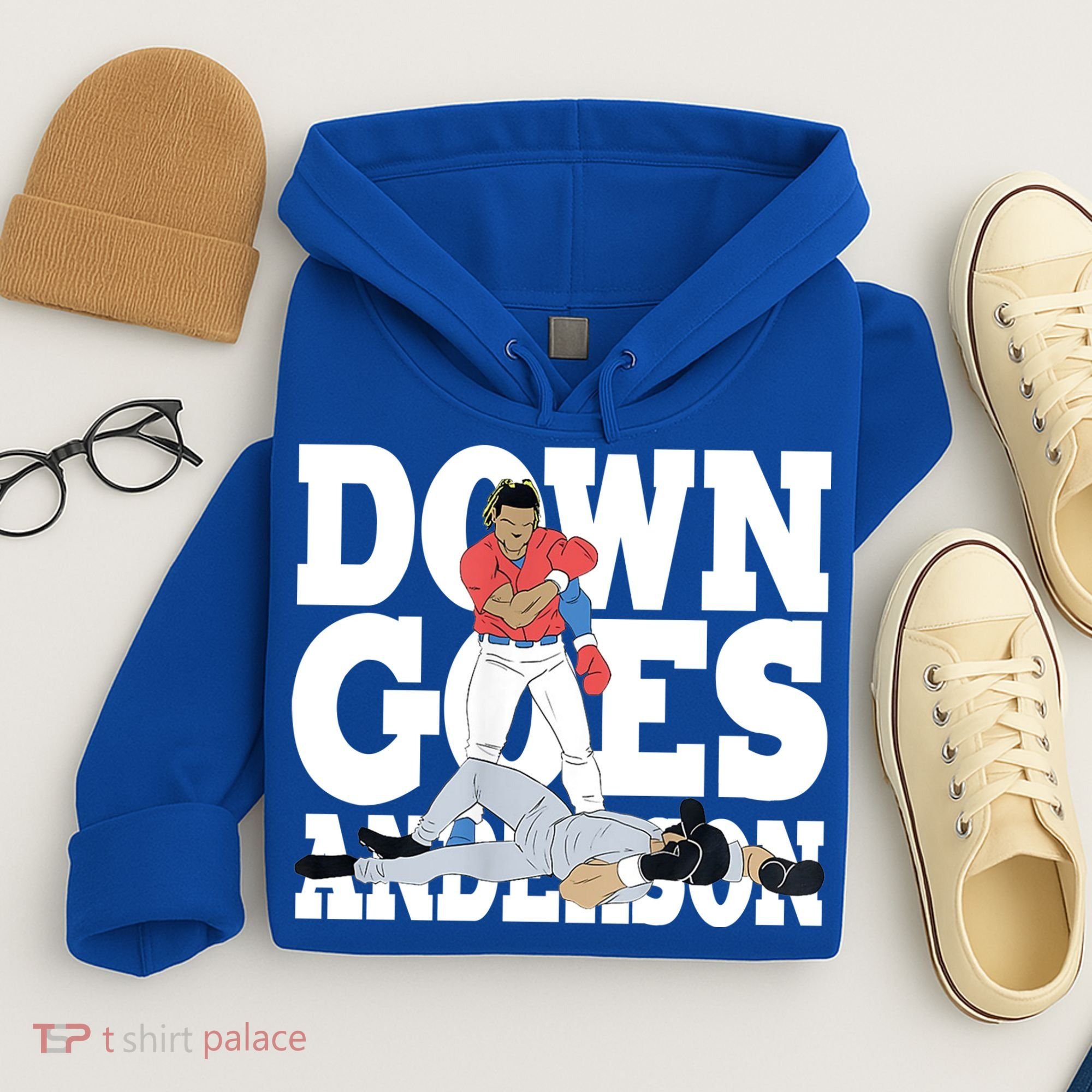 Down Goes Anderson Baseball Fight Hoodie