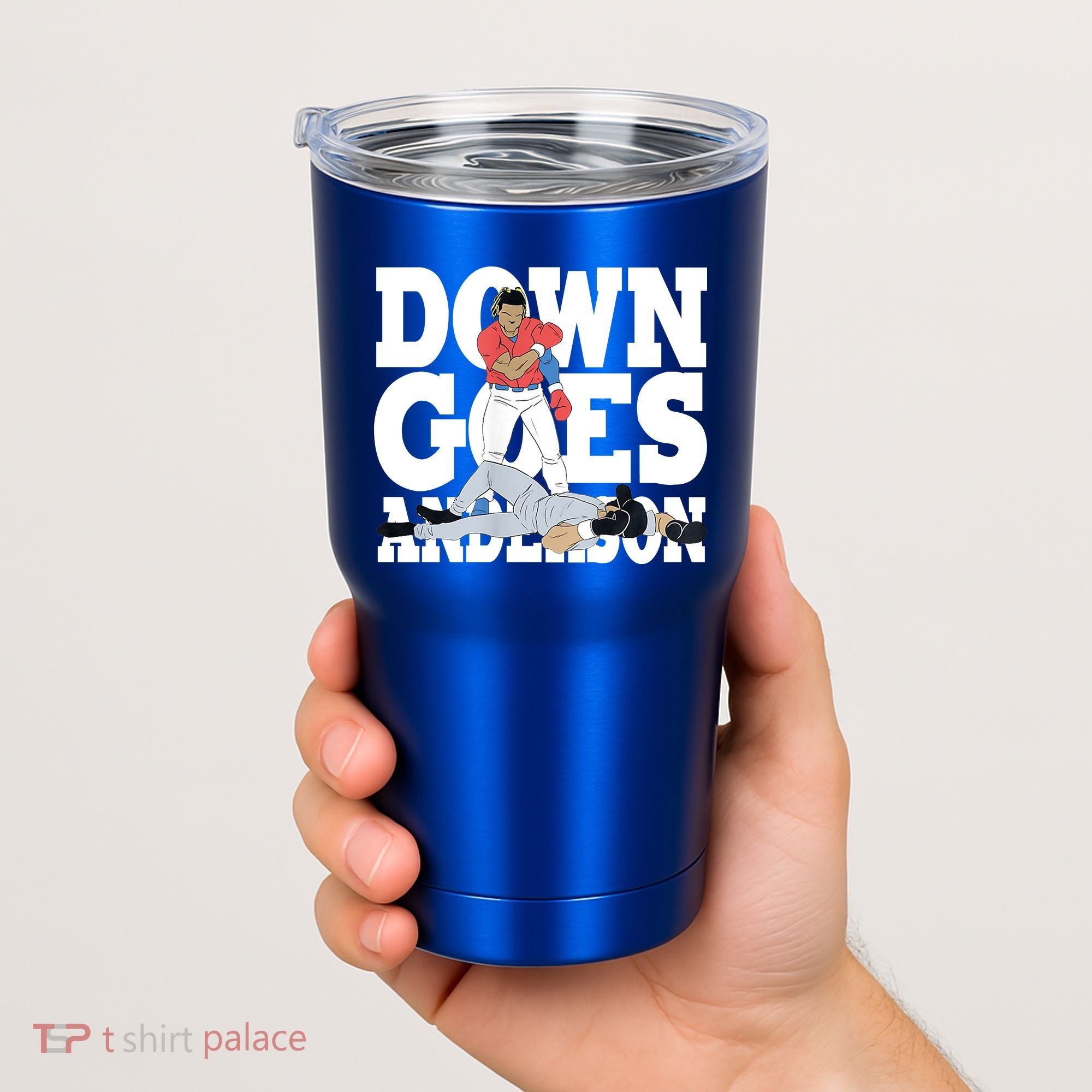 Down Goes Anderson Baseball Fight Tumbler