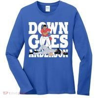 Down Goes Anderson Baseball Fight Women's Long Sleeve Shirt thumb 0