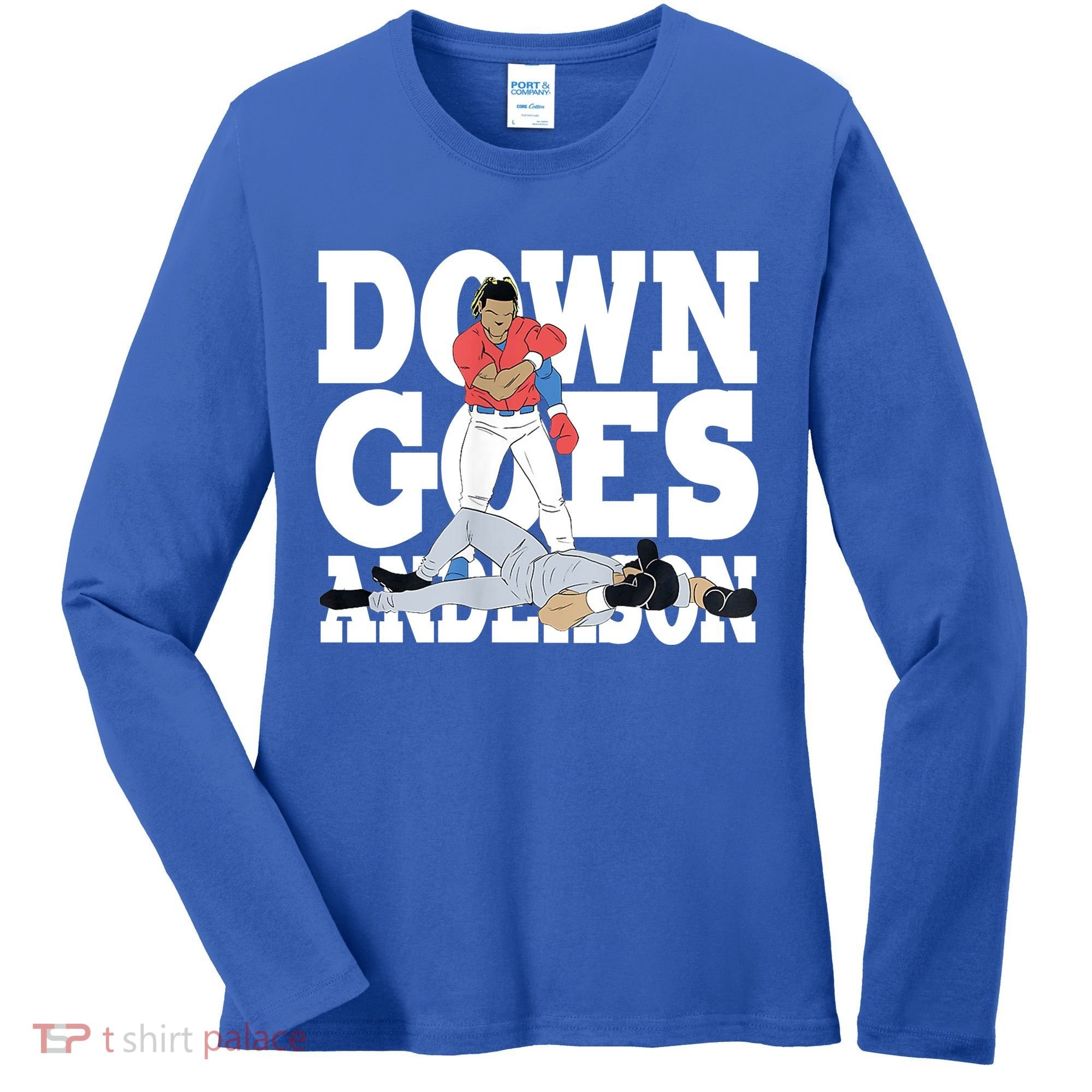 Down Goes Anderson Baseball Fight Women's Long Sleeve Shirt
