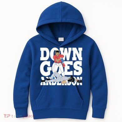Down Goes Anderson Baseball Fight Kids Hoodie