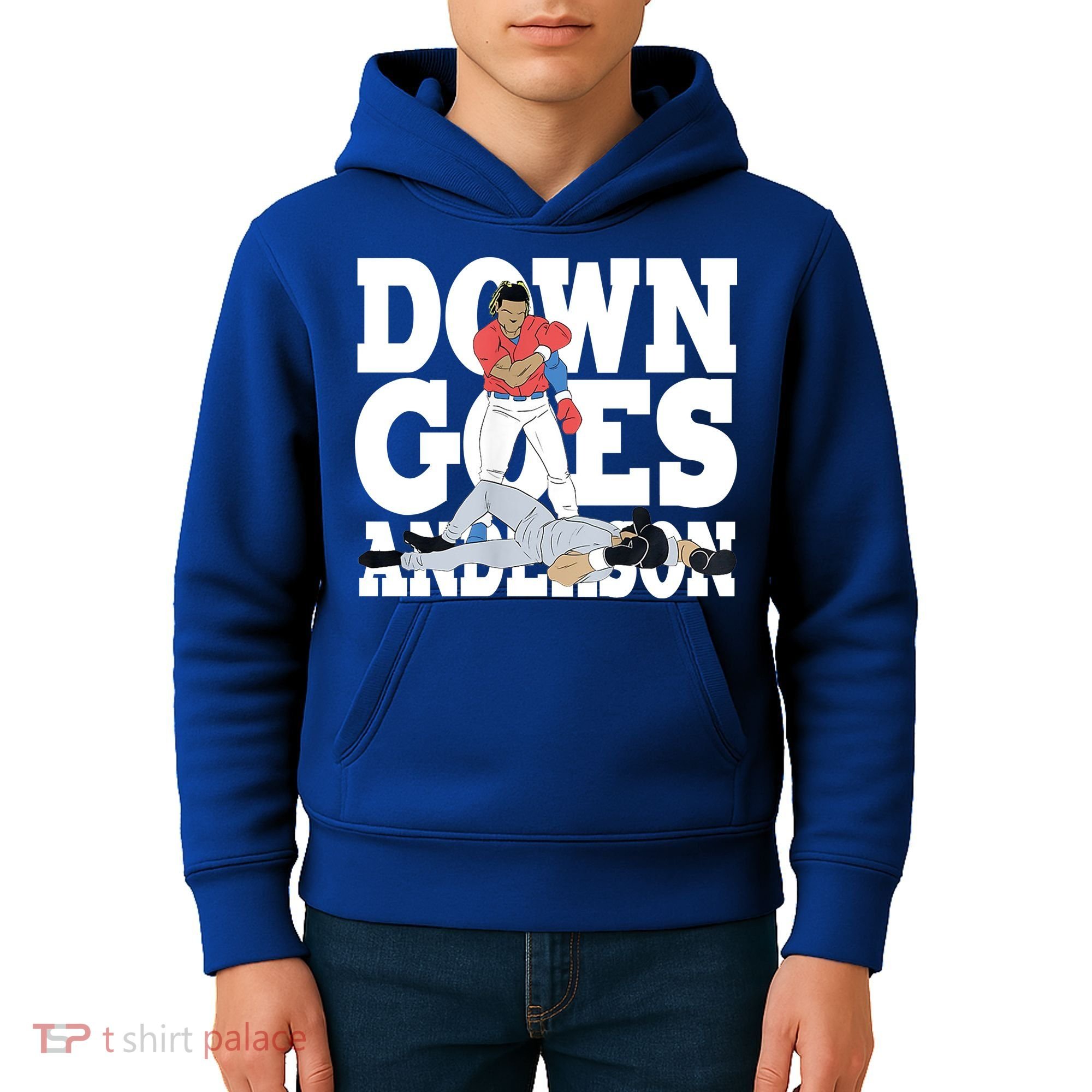 Down Goes Anderson Baseball Fight Kids Hoodie