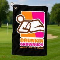 Drunkin Grownups Adult Party Sarcastic Drinking Golf Towel thumb 1