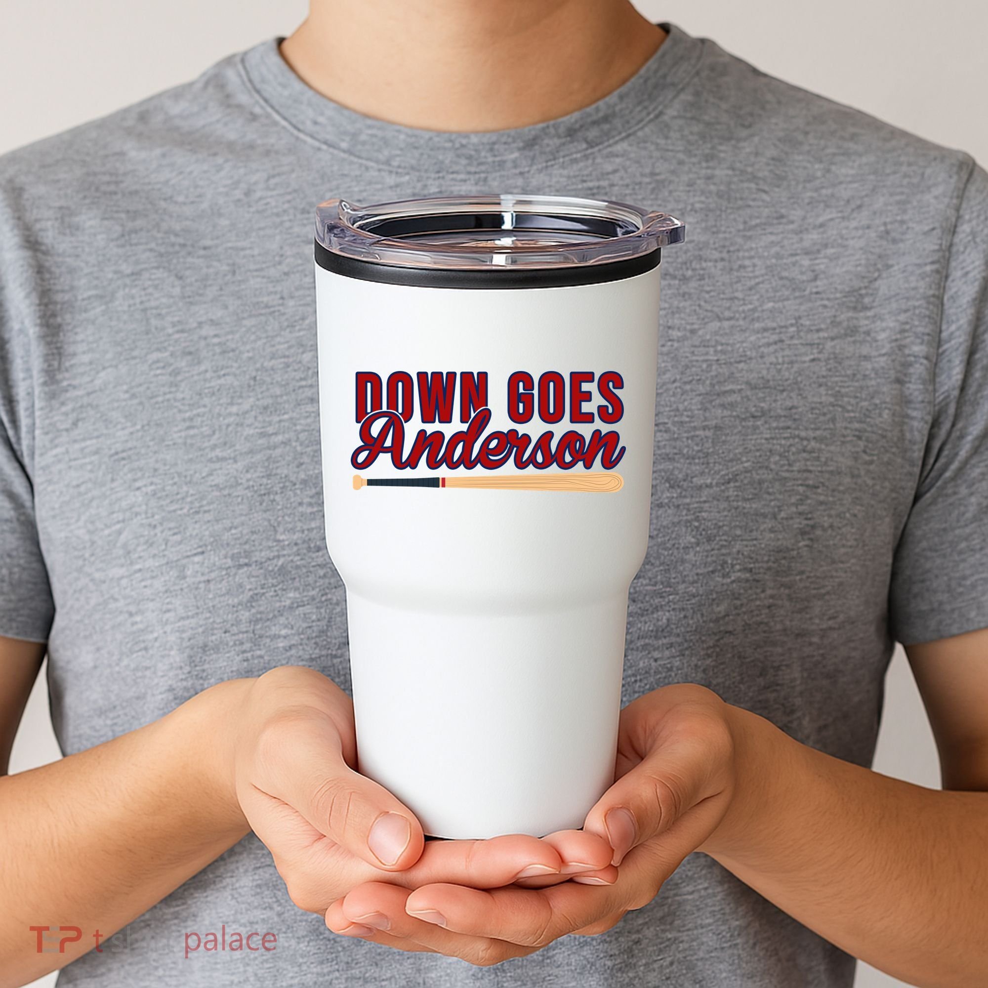 Down Goes Anderson Baseball Bat Tumbler