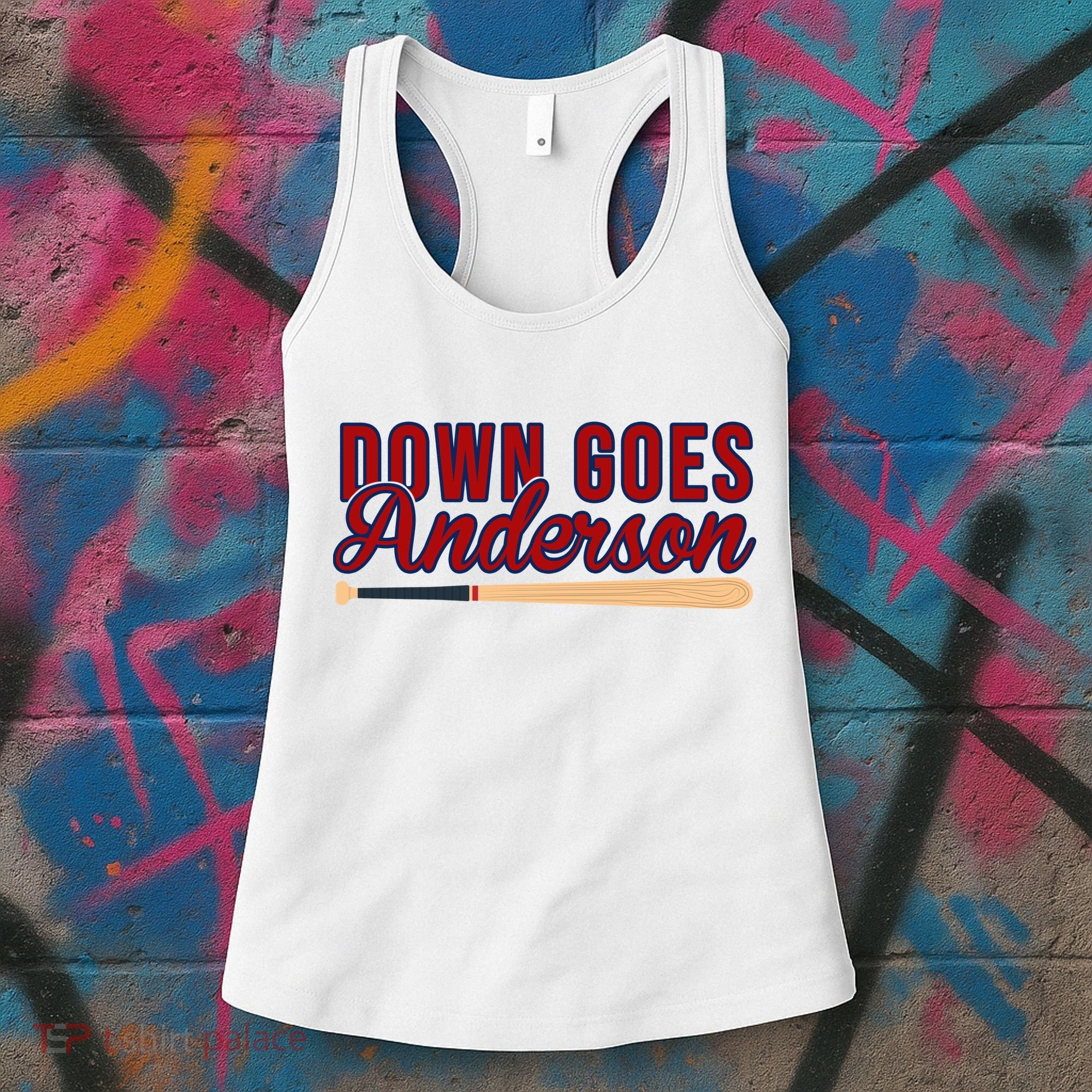 Down Goes Anderson Baseball Bat Women's Tank Top