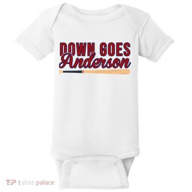 Down Goes Anderson Baseball Bat Baby Bodysuit