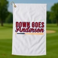 Down Goes Anderson Baseball Bat Golf Towel thumb 1