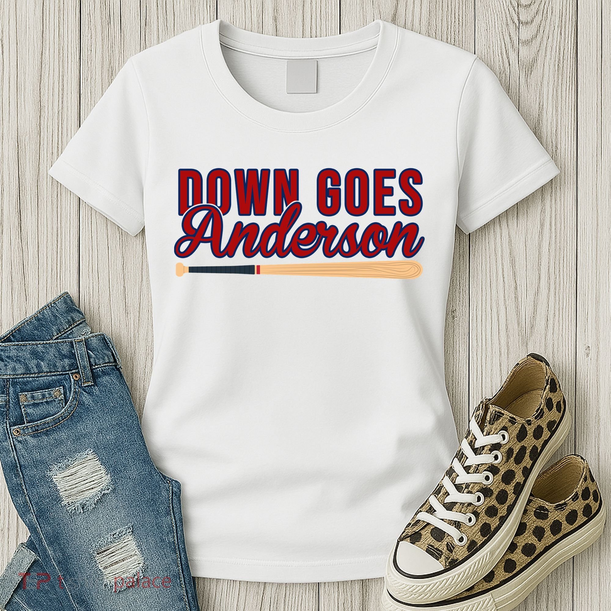 Down Goes Anderson Baseball Bat Women's T-Shirt